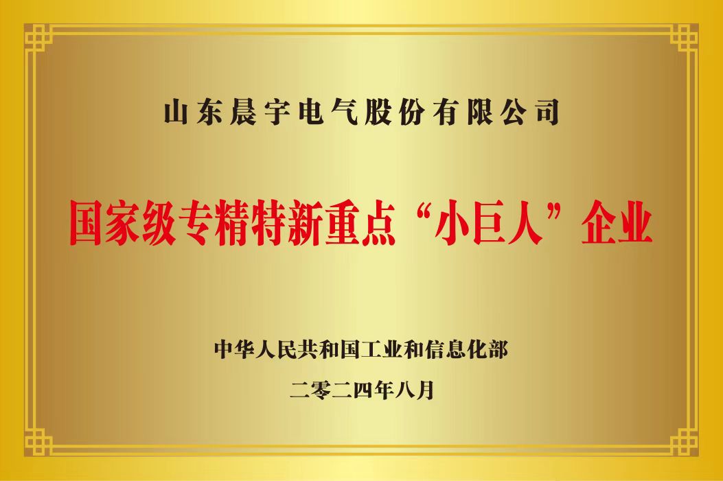 晨宇電氣入選國 家級專精特新重點(diǎn)“小巨人”企業(yè)